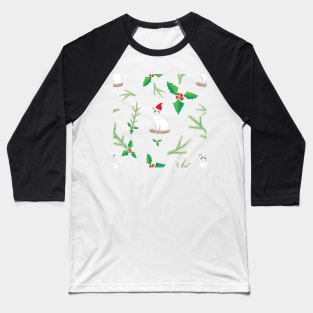 Ragdoll Cats with Santa Hats - White Winter Party Pattern Baseball T-Shirt